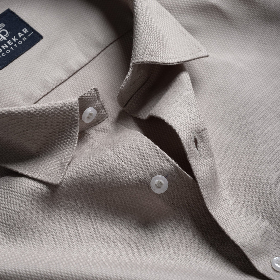 Grey Softweave Cotton Tencel Textured Shirt For Men - Punekar Cotton