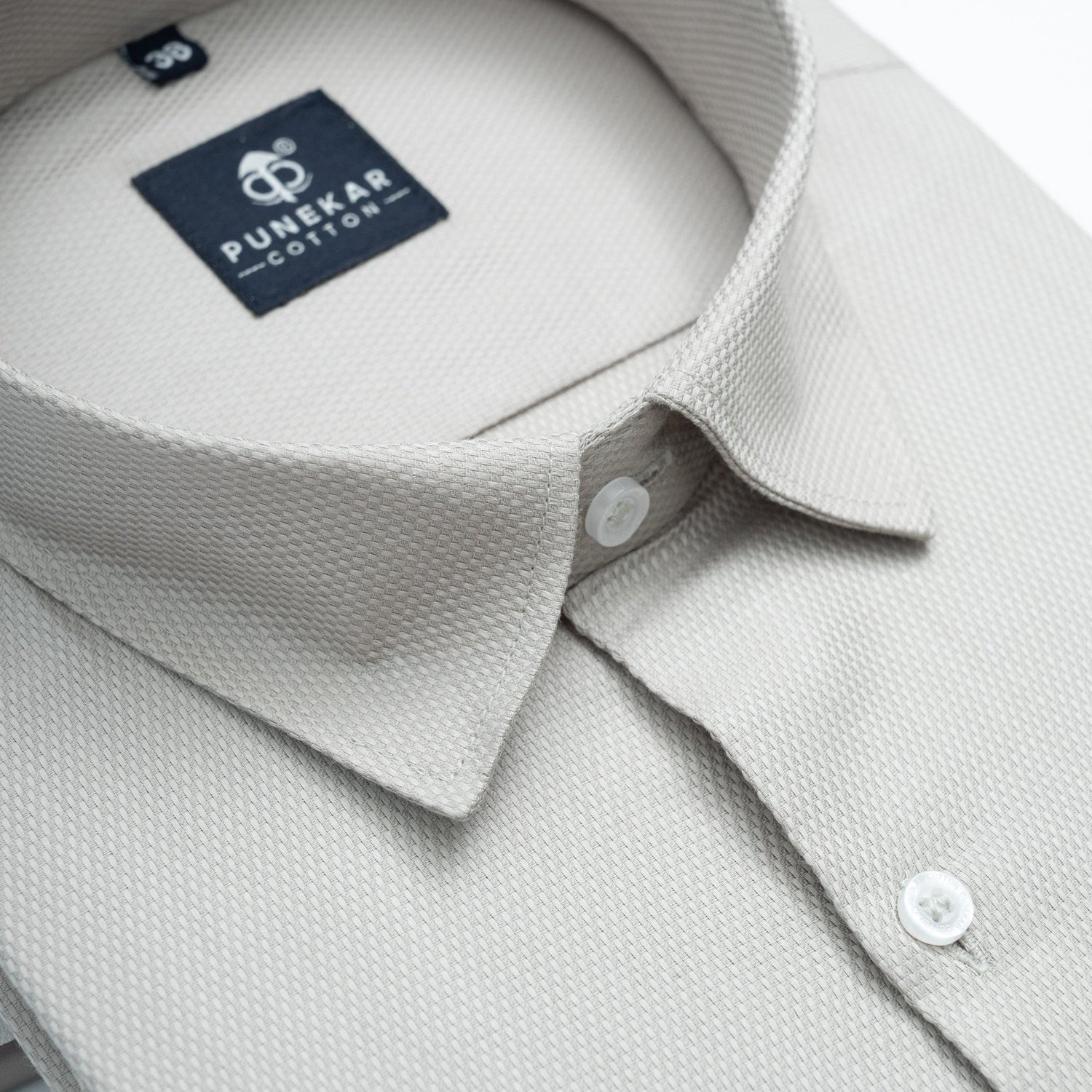 Grey Softweave Cotton Tencel Textured Shirt For Men - Punekar Cotton