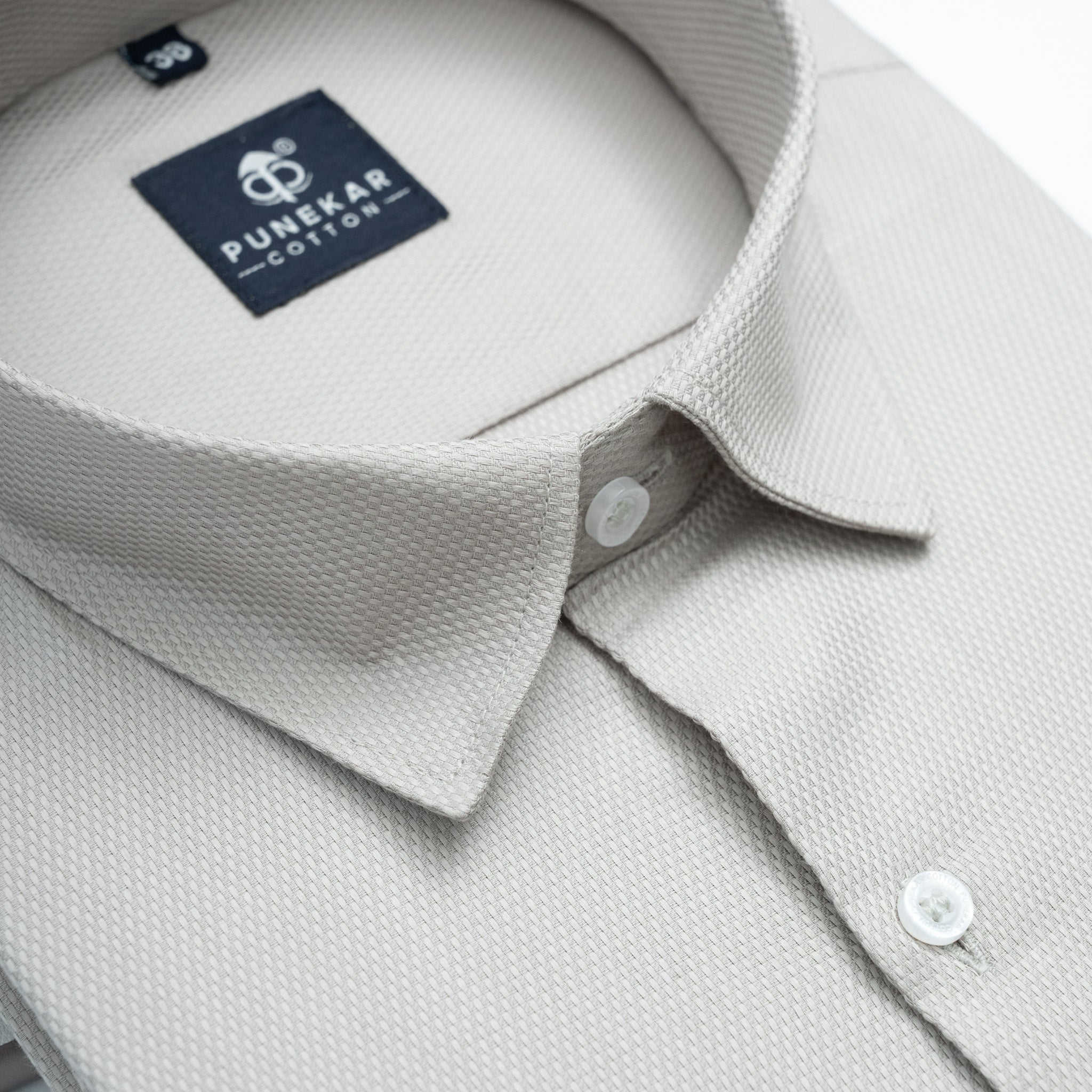 Grey Softweave Cotton Tencel Textured Shirt For Men - Punekar Cotton