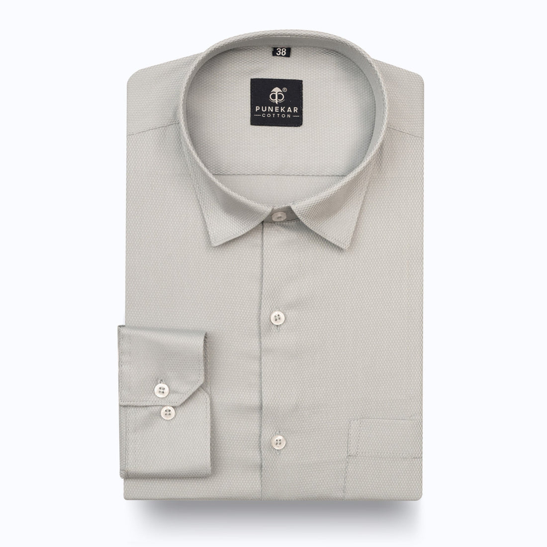 Grey Softweave Cotton Tencel Textured Shirt For Men - Punekar Cotton