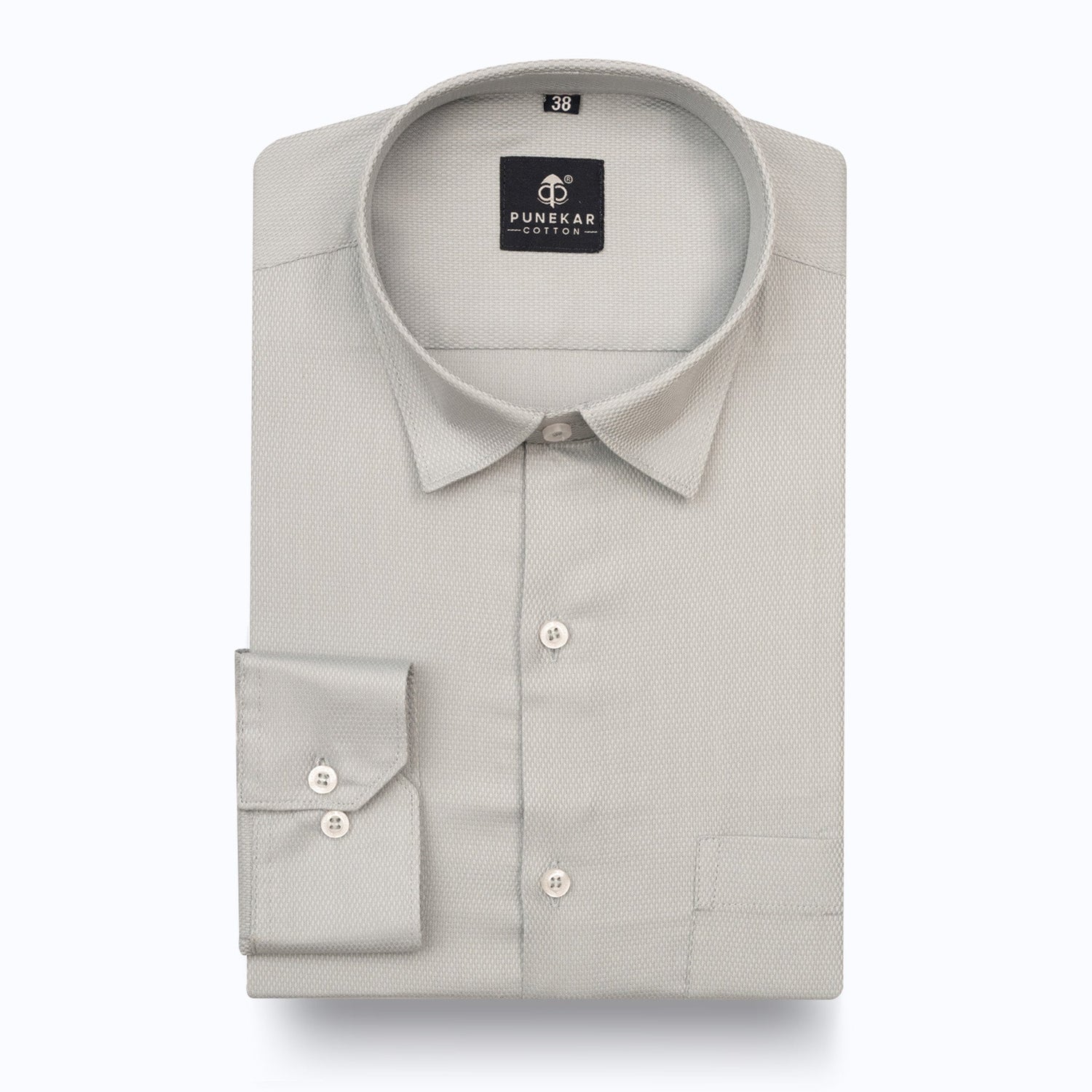 Grey Softweave Cotton Tencel Textured Shirt For Men - Punekar Cotton