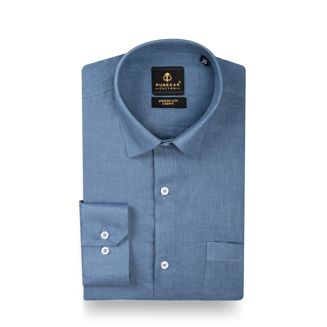 Ice Blue Color 60Lea Pure Linen Shirt For Men - Punekar Cotton