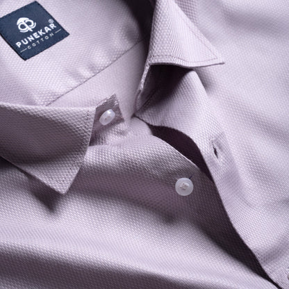 Lavender Mist Softweave Cotton Tencel Textured Shirt For Men - Punekar Cotton