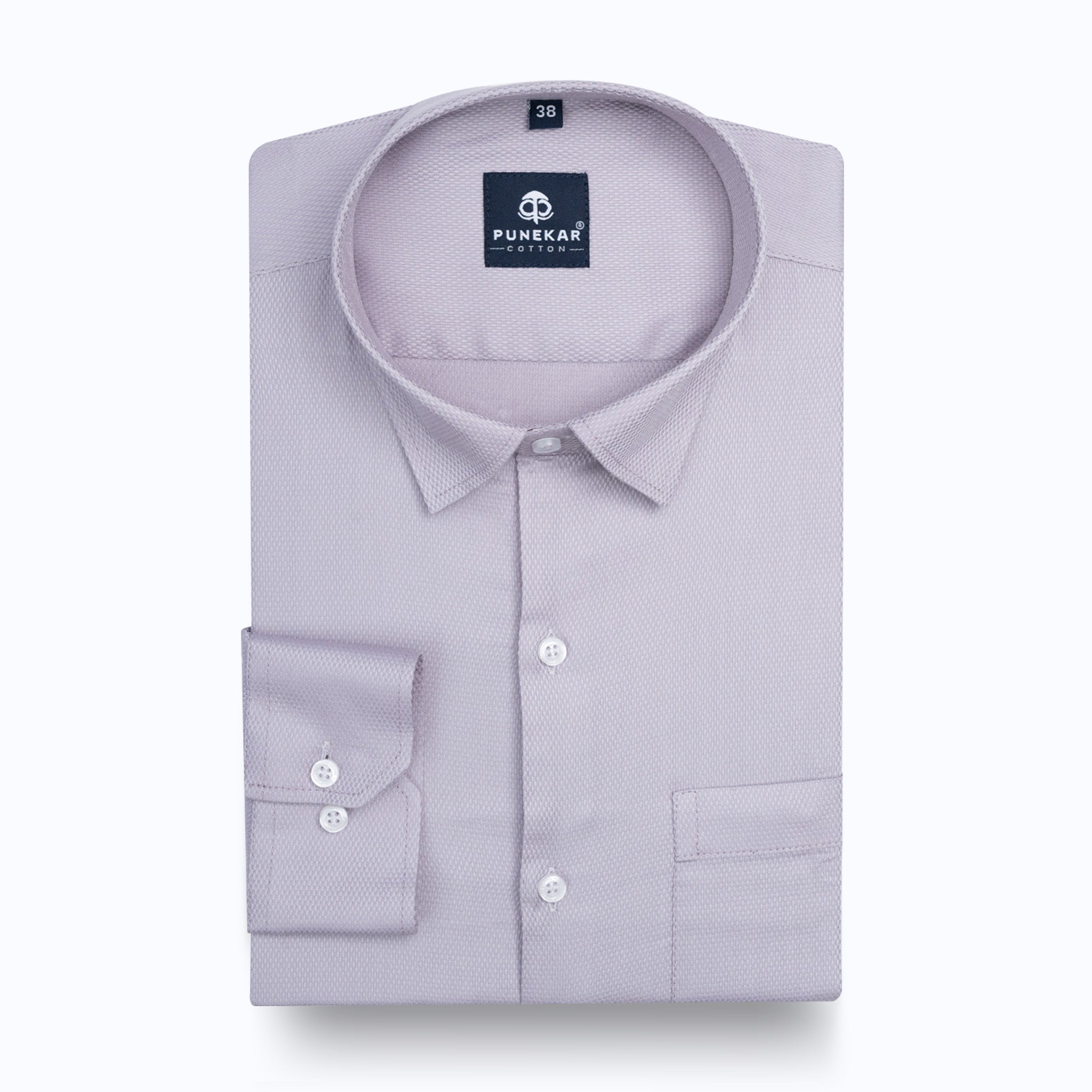Lavender Mist Softweave Cotton Tencel Textured Shirt For Men - Punekar Cotton