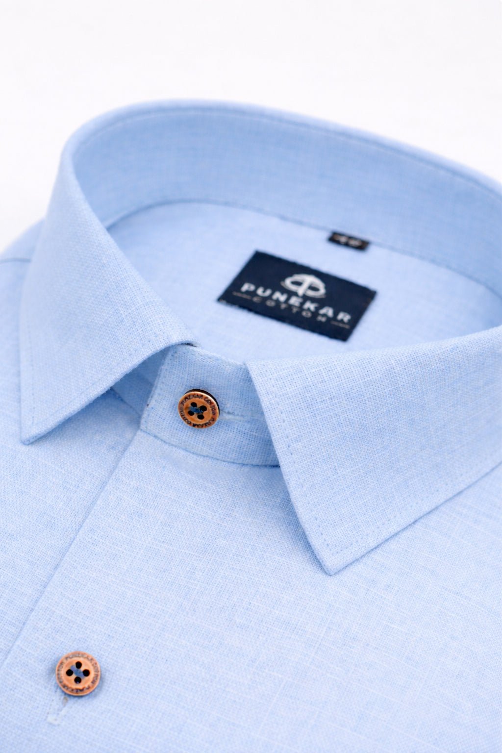 Light Blue Color Linen Formal Shirts For Men - Punekar Cotton