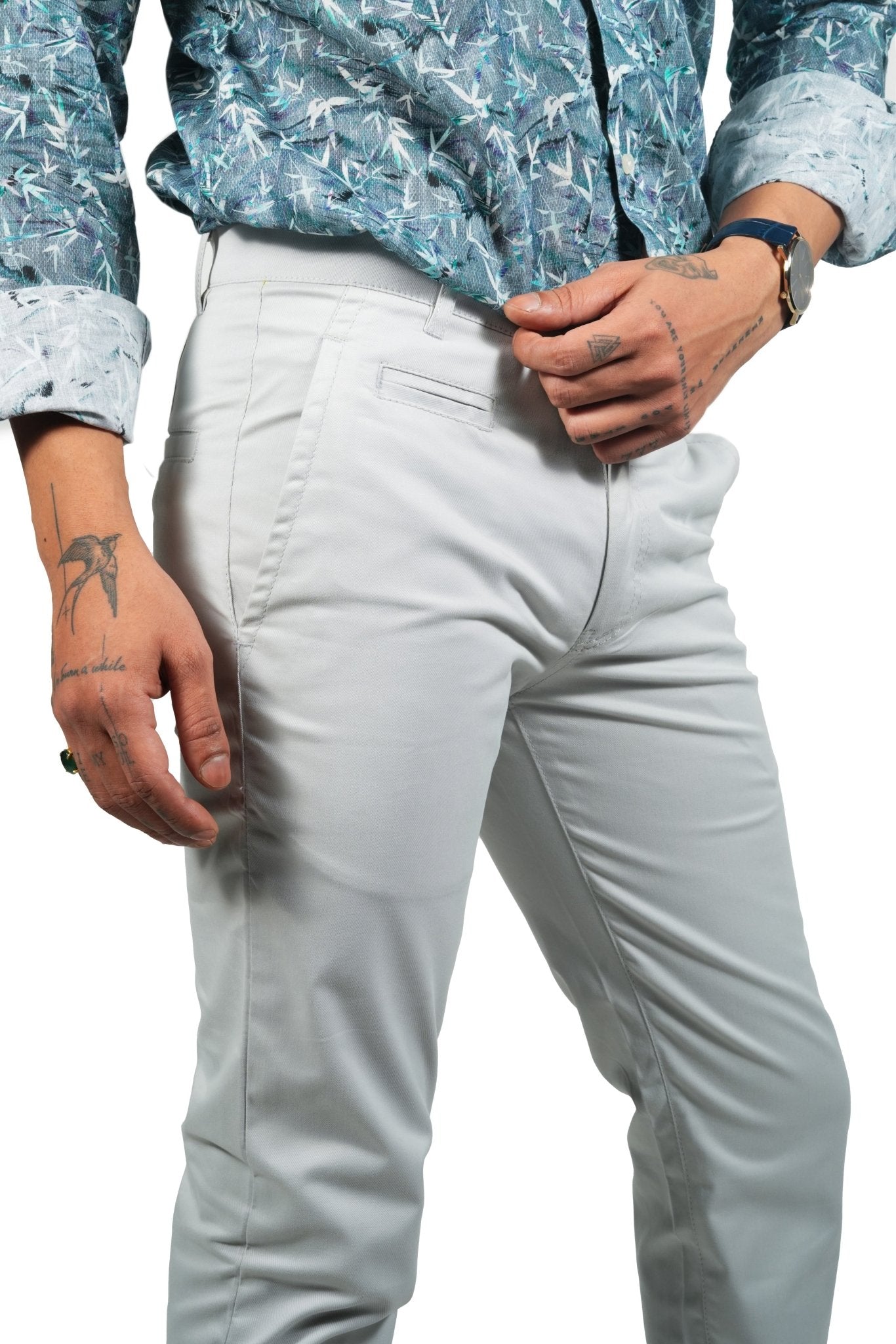 Light Grey Color Cotton Trouser Pants for Men - Punekar Cotton