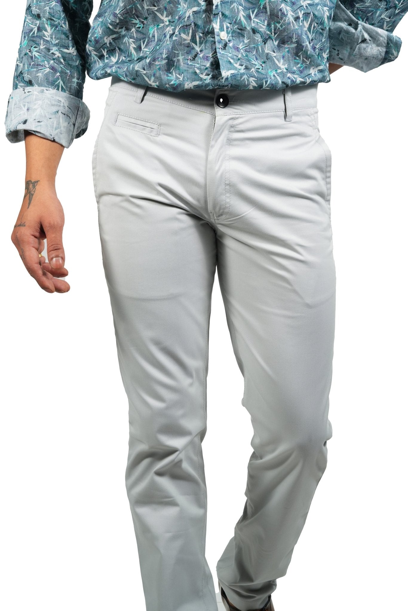 Light Grey Color Cotton Trouser Pants for Men - Punekar Cotton