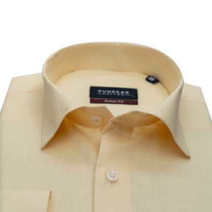 Light Yellow Color Solid Pure Cotton For Men - Punekar Cotton