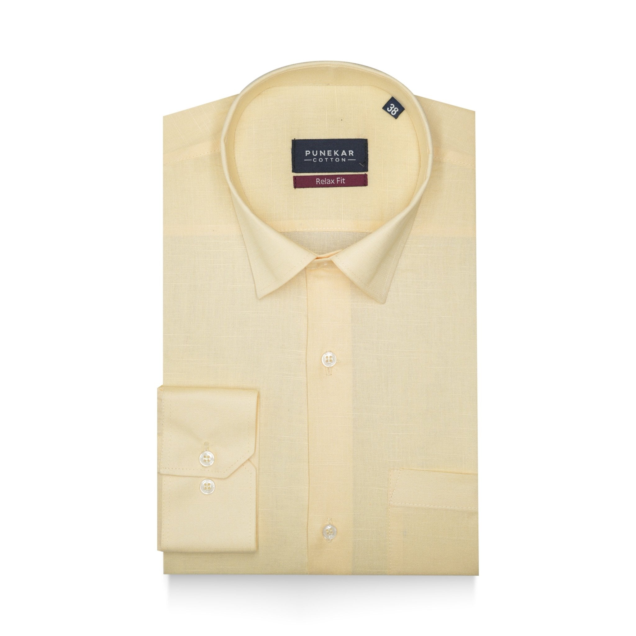 Light Yellow Color Solid Pure Cotton For Men - Punekar Cotton