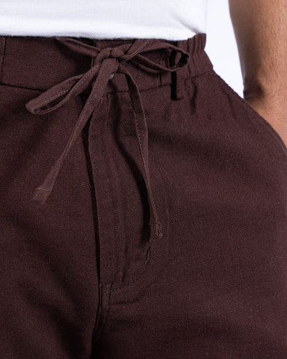Maroon Everyday Cotton Linen Straight-Fit Pants for Men - Punekar Cotton