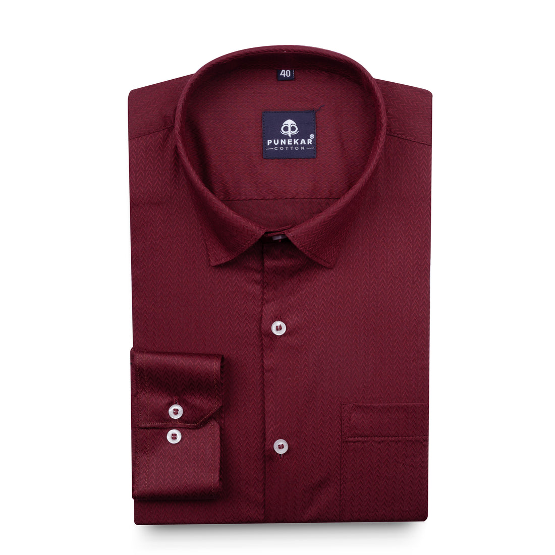 Maroon Color Dobby Cotton Satin Shirt For Men