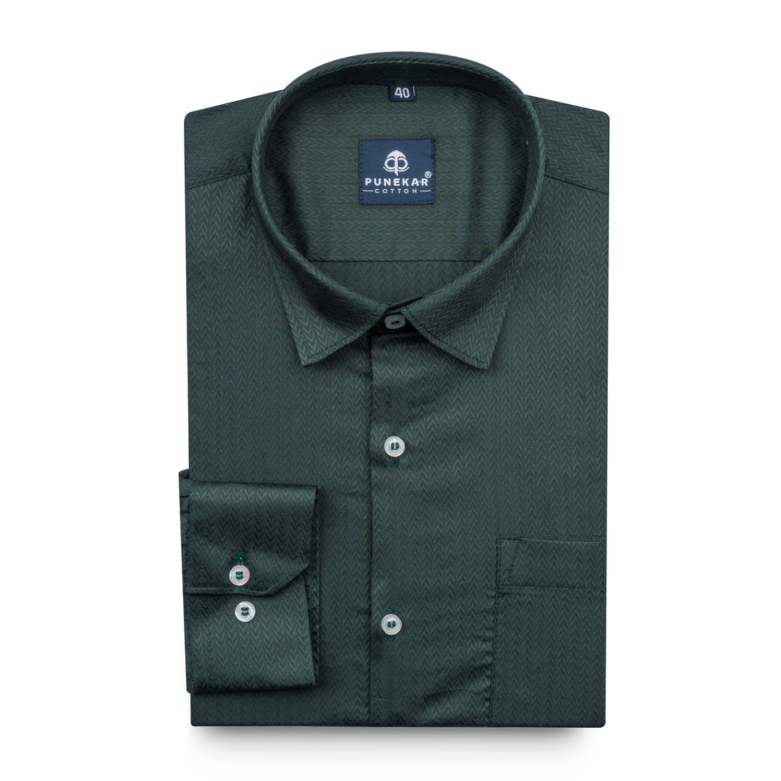 Bottle Green Color Dobby Cotton Satin Shirt For Men