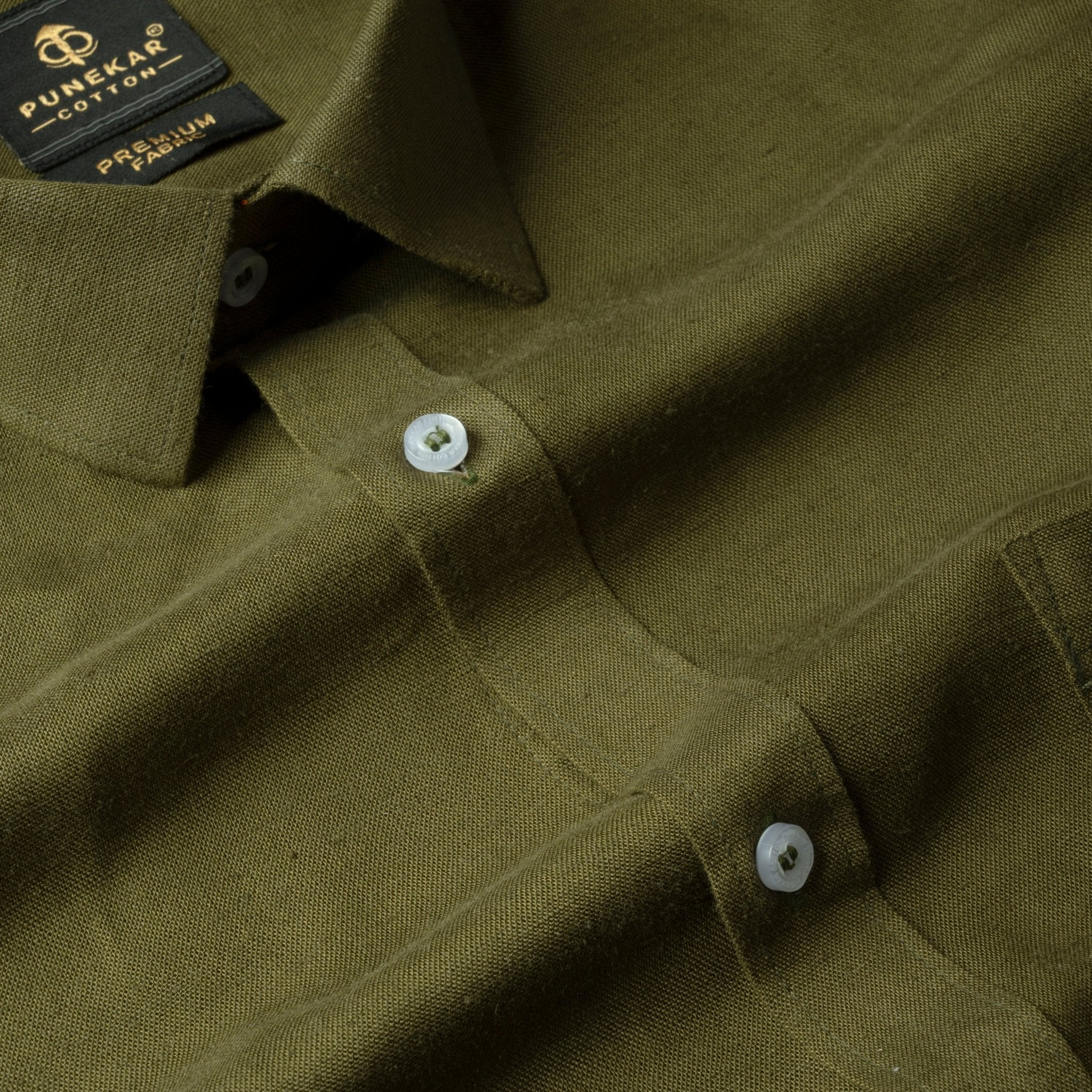 Mehndi Color Prime Linen Shirt For Men - Punekar Cotton