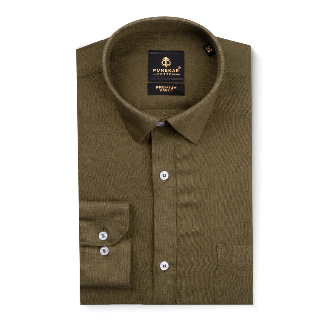 Mehndi Color Prime Linen Shirt For Men - Punekar Cotton
