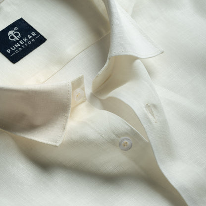 Ivory Color 80s Lino Lyocell Shirt For Men