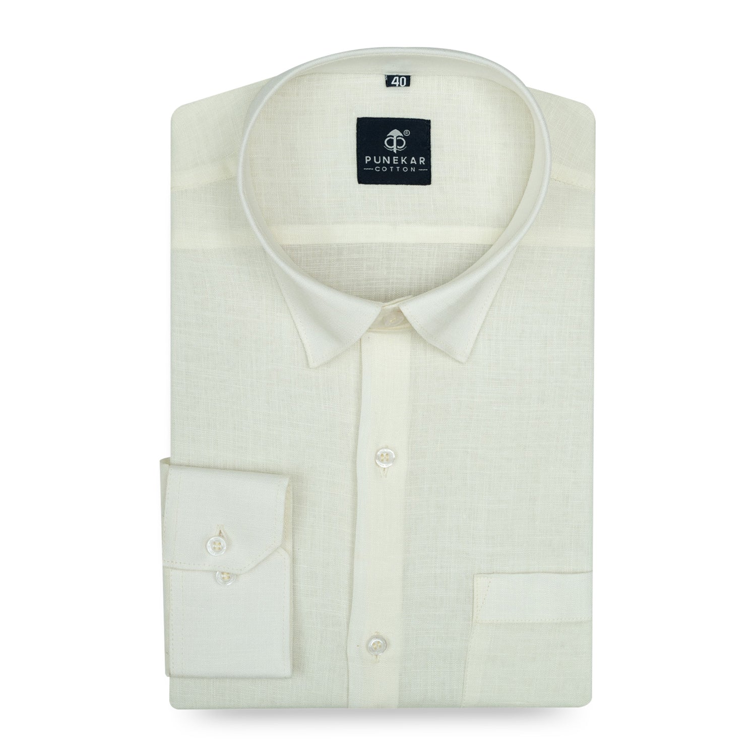 Ivory Color 80s Lino Lyocell Shirt For Men
