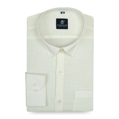 Ivory Color 80s Lino Lyocell Shirt For Men