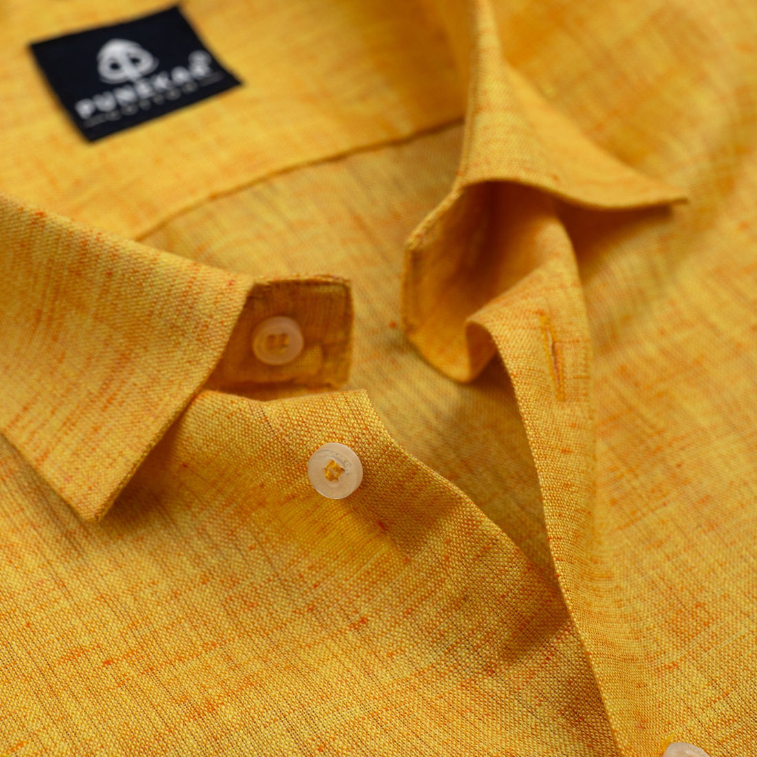 Mustard Yellow Color Poly Cotton Shirt For Men - Punekar Cotton