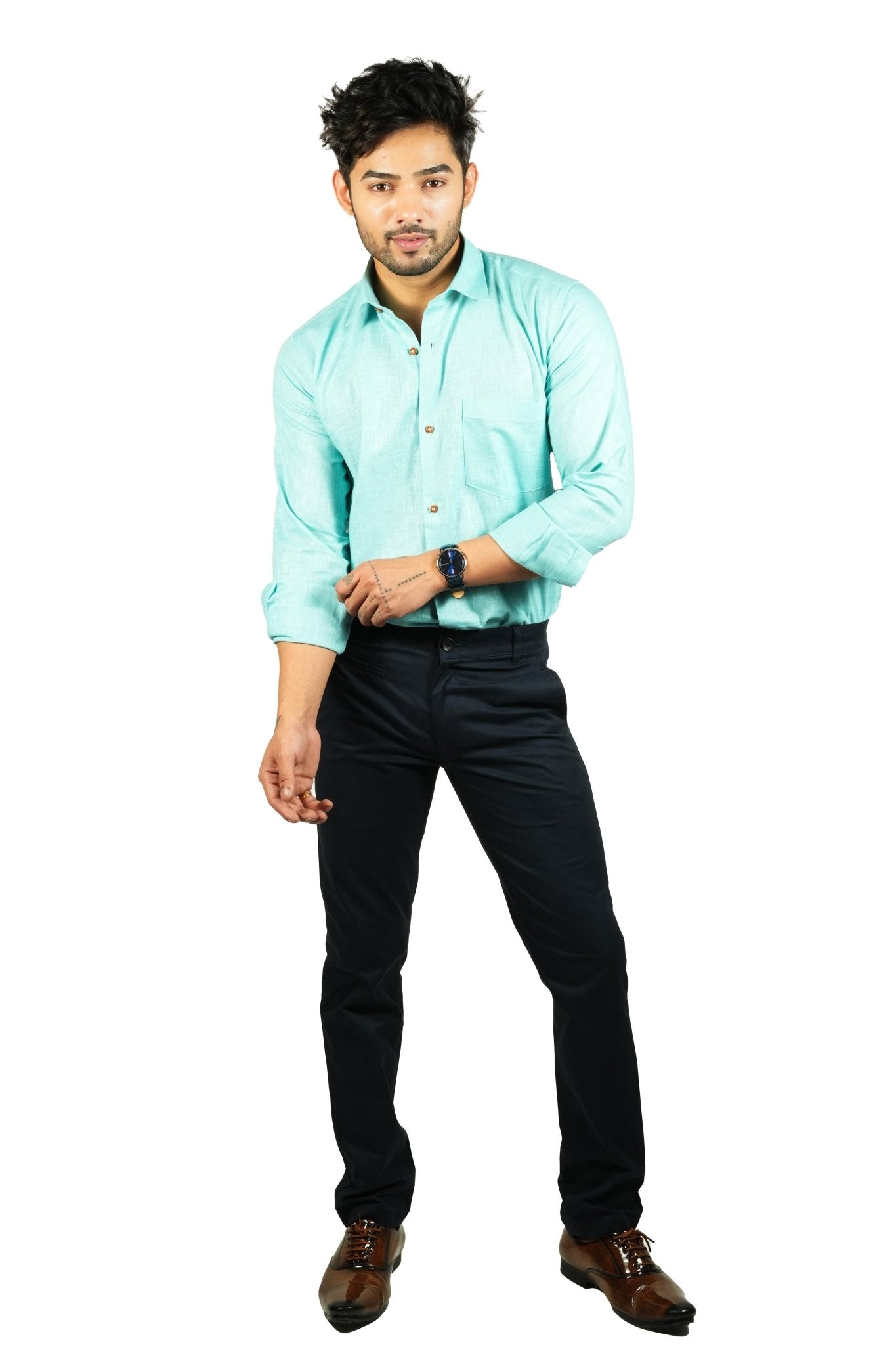 Navy Blue Color Cotton Trouser Pants for Men - Punekar Cotton