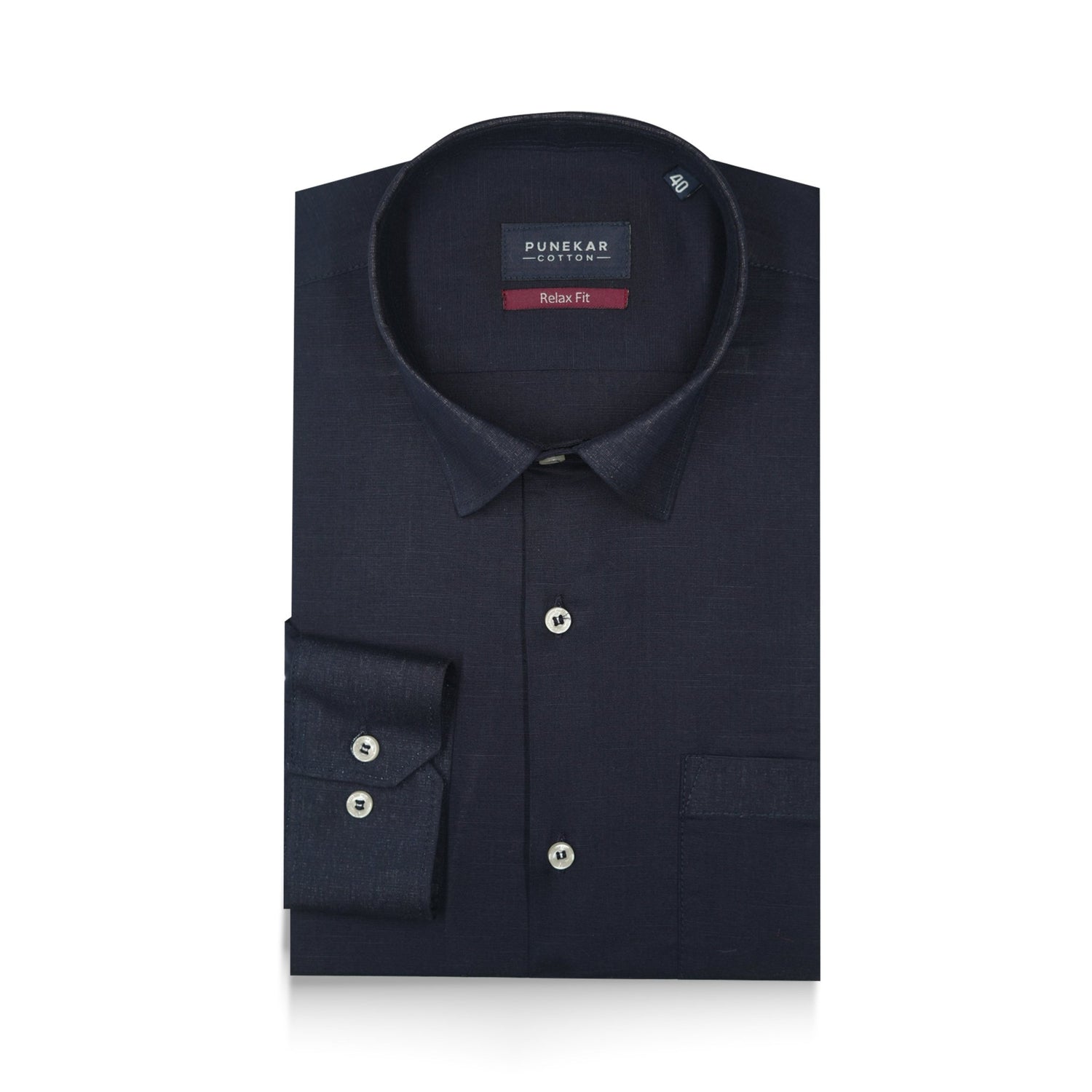 Navy Blue Color Solid Pure Cotton For Men - Punekar Cotton