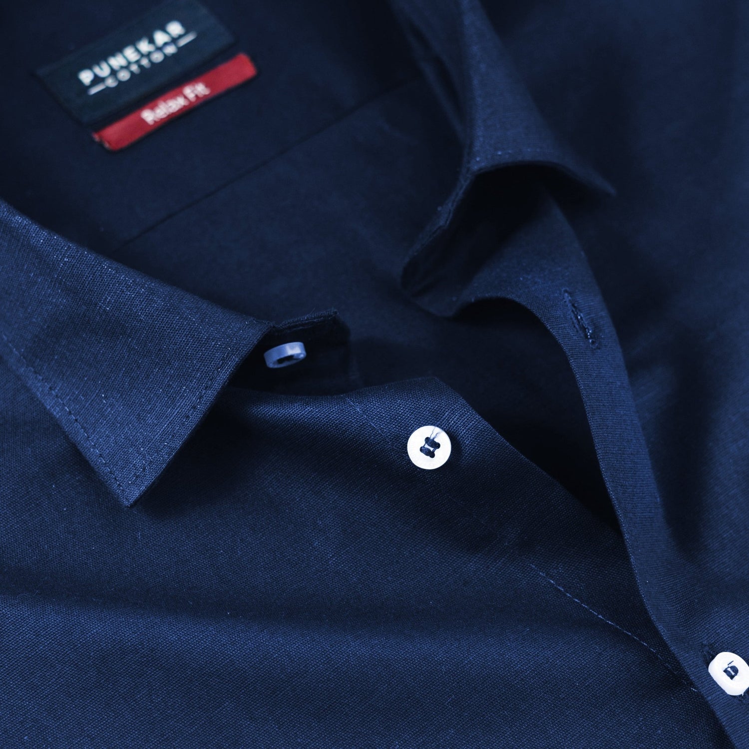 Navy Blue Color Solid Pure Cotton For Men - Punekar Cotton