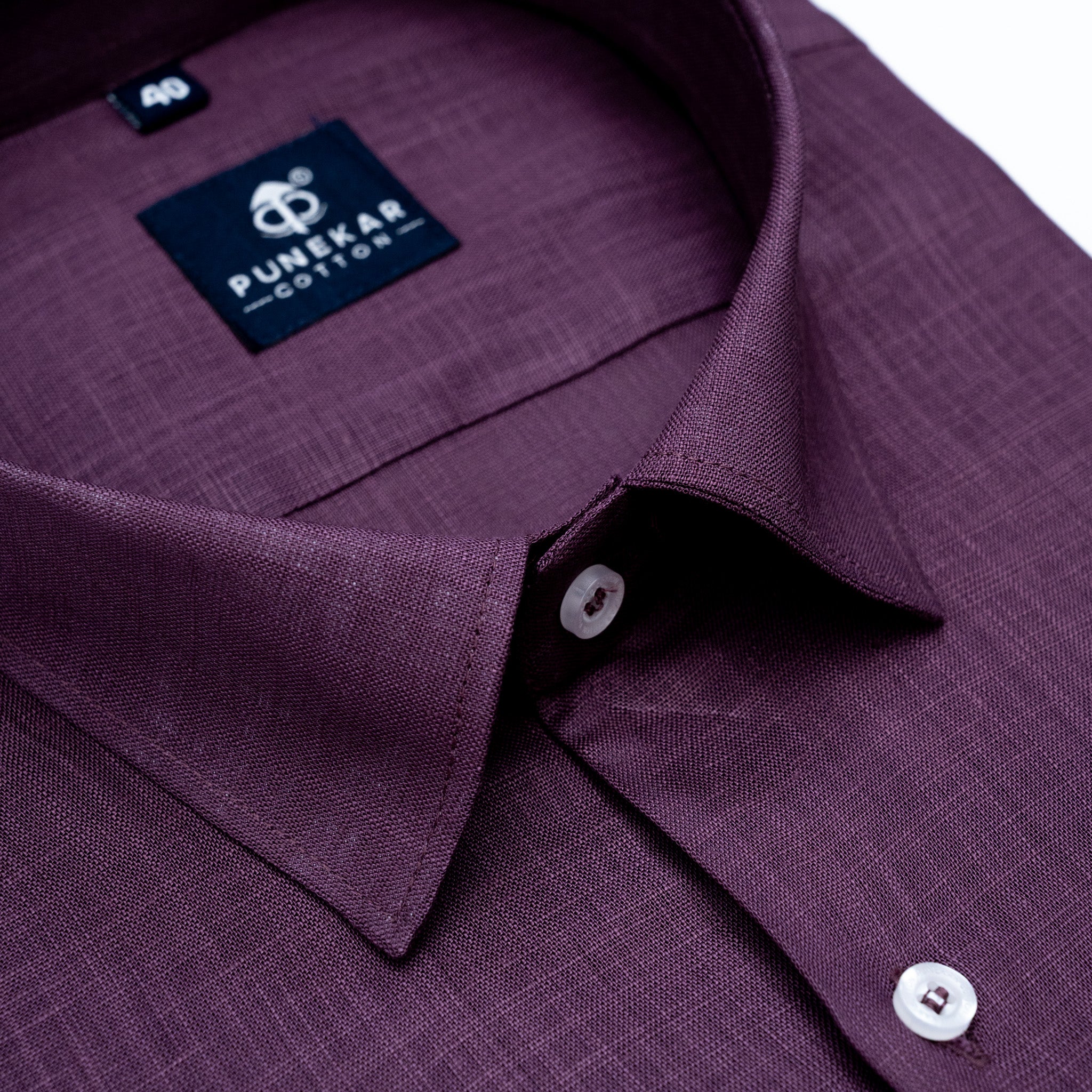 Deep Plum Color 80s Lino Lyocell Shirt For Men
