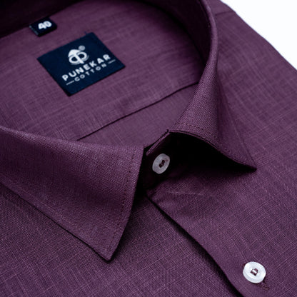 Deep Plum Color 80s Lino Lyocell Shirt For Men