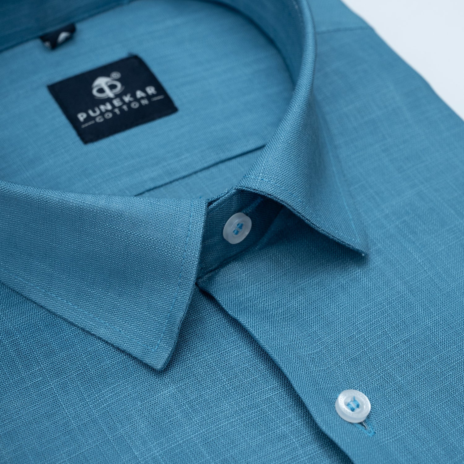 Slate Blue Color 80s Lino Lyocell Shirt For Men