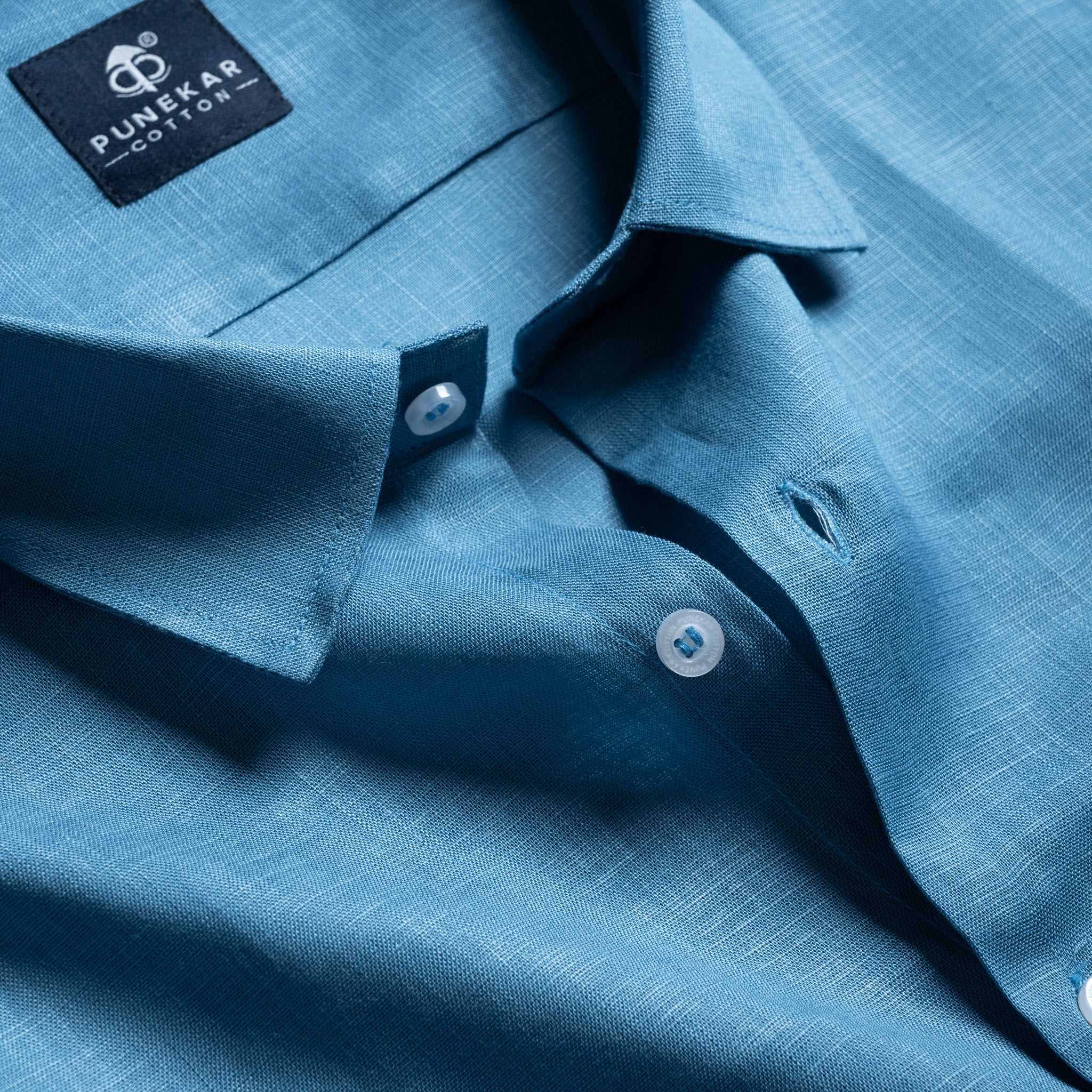 Slate Blue Color 80s Lino Lyocell Shirt For Men