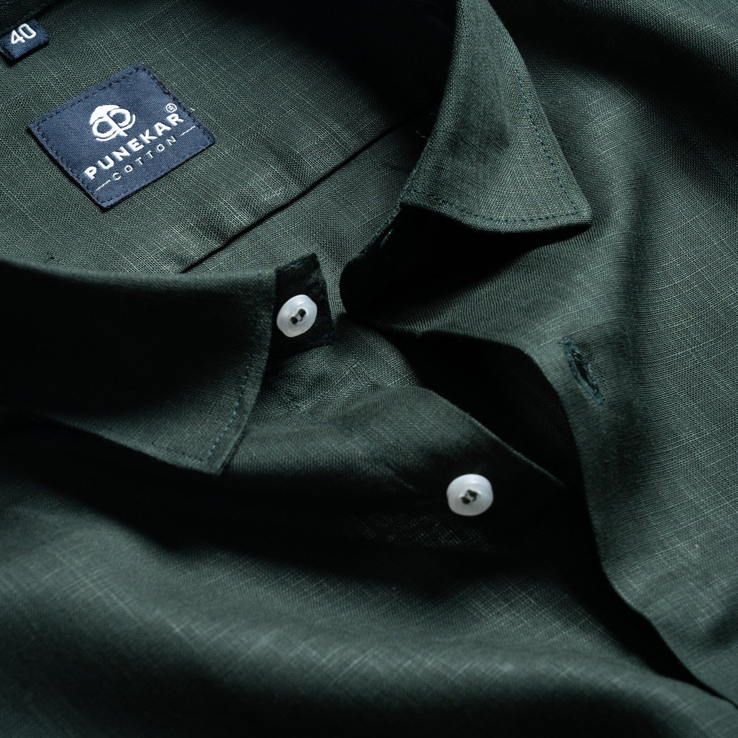 Bottle Green Color 80s Lino Lyocell Shirt For Men