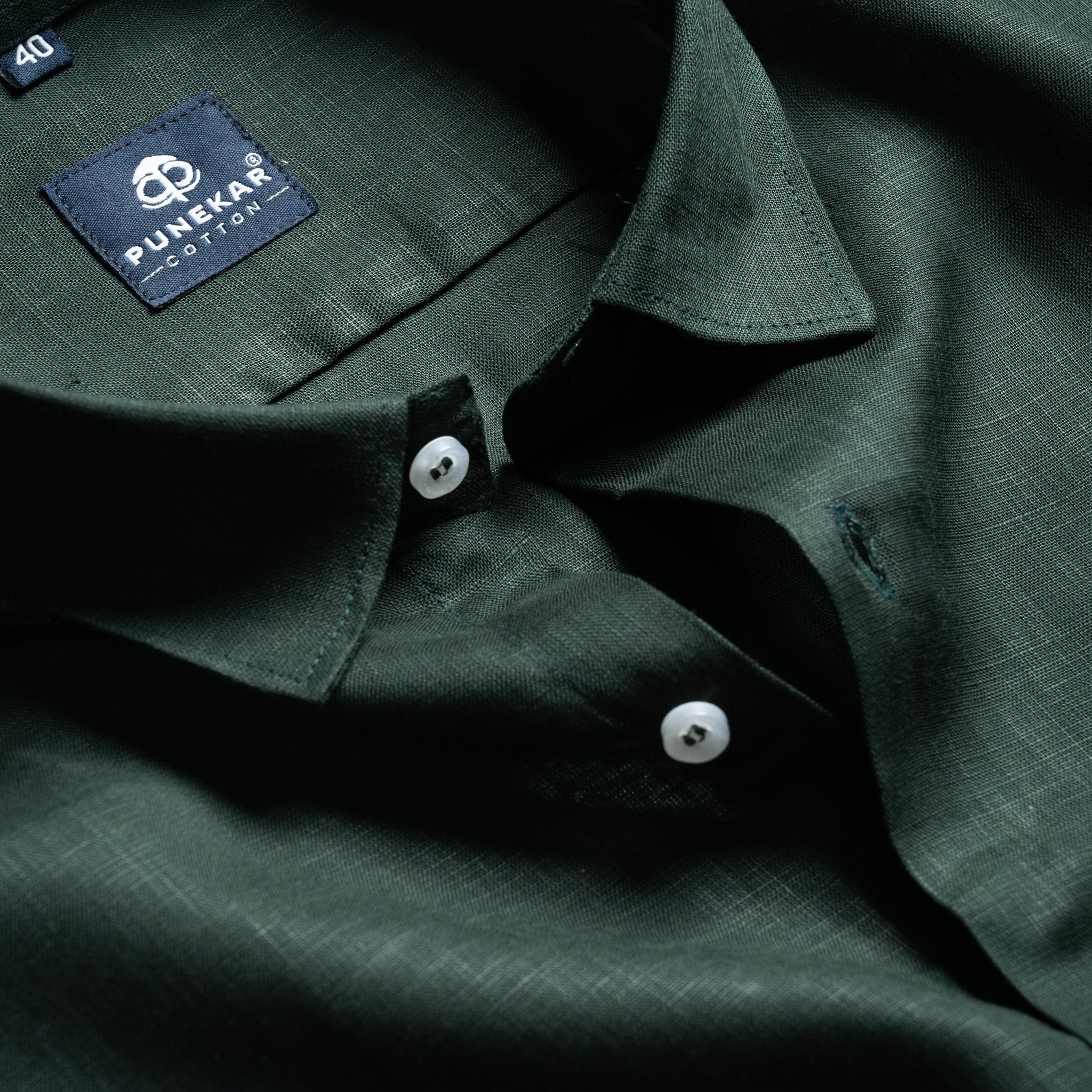 Bottle Green Color 80s Lino Lyocell Shirt For Men