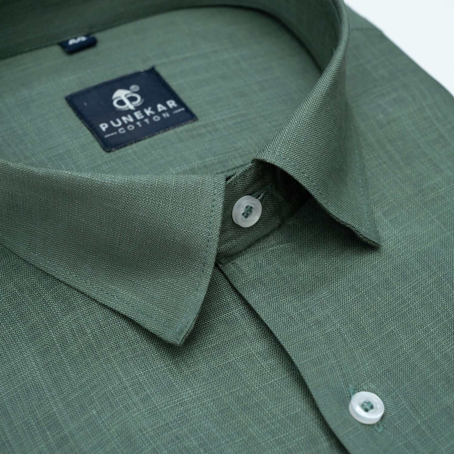 Sage Green Color 80s Lino Lyocell Shirt For Men