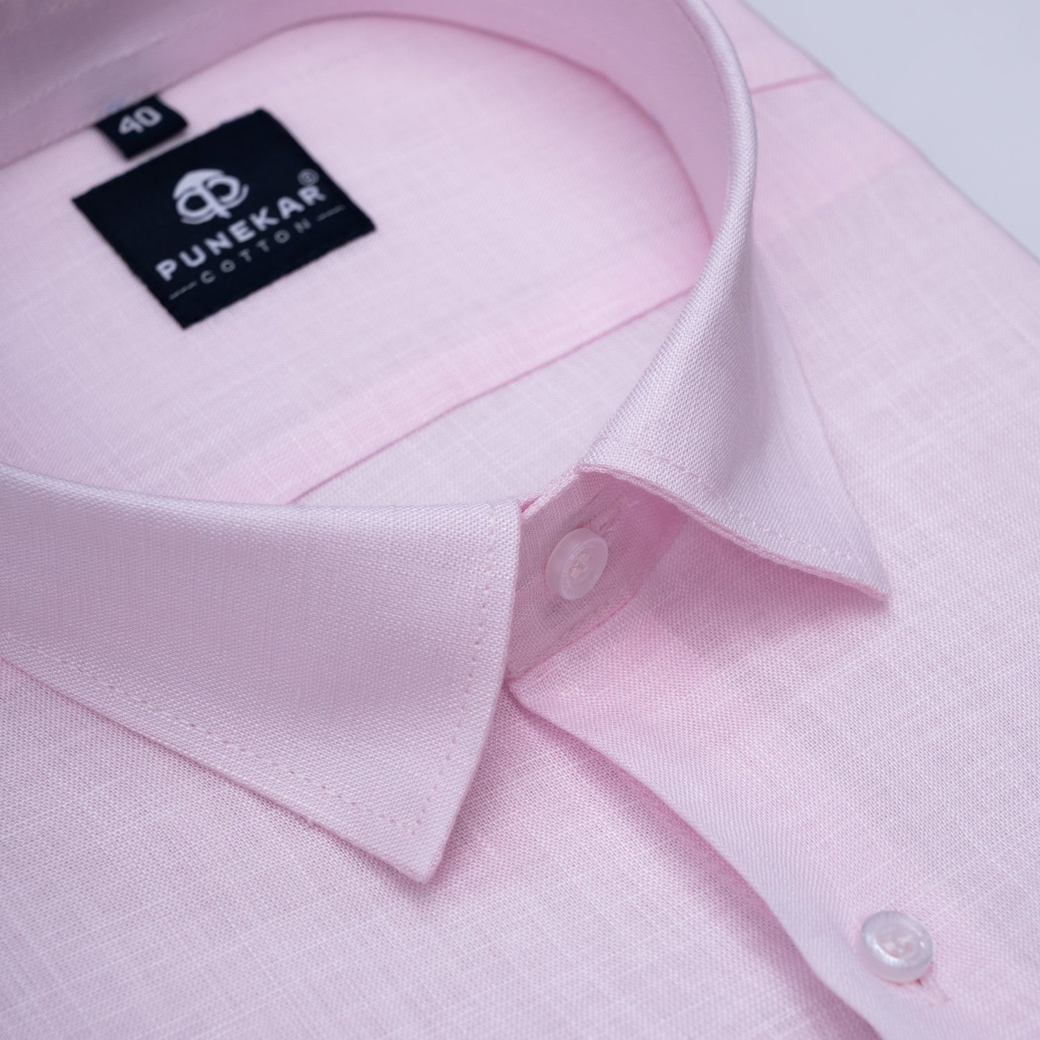 Powder Pink Color 80s Lino Lyocell Shirt For Men