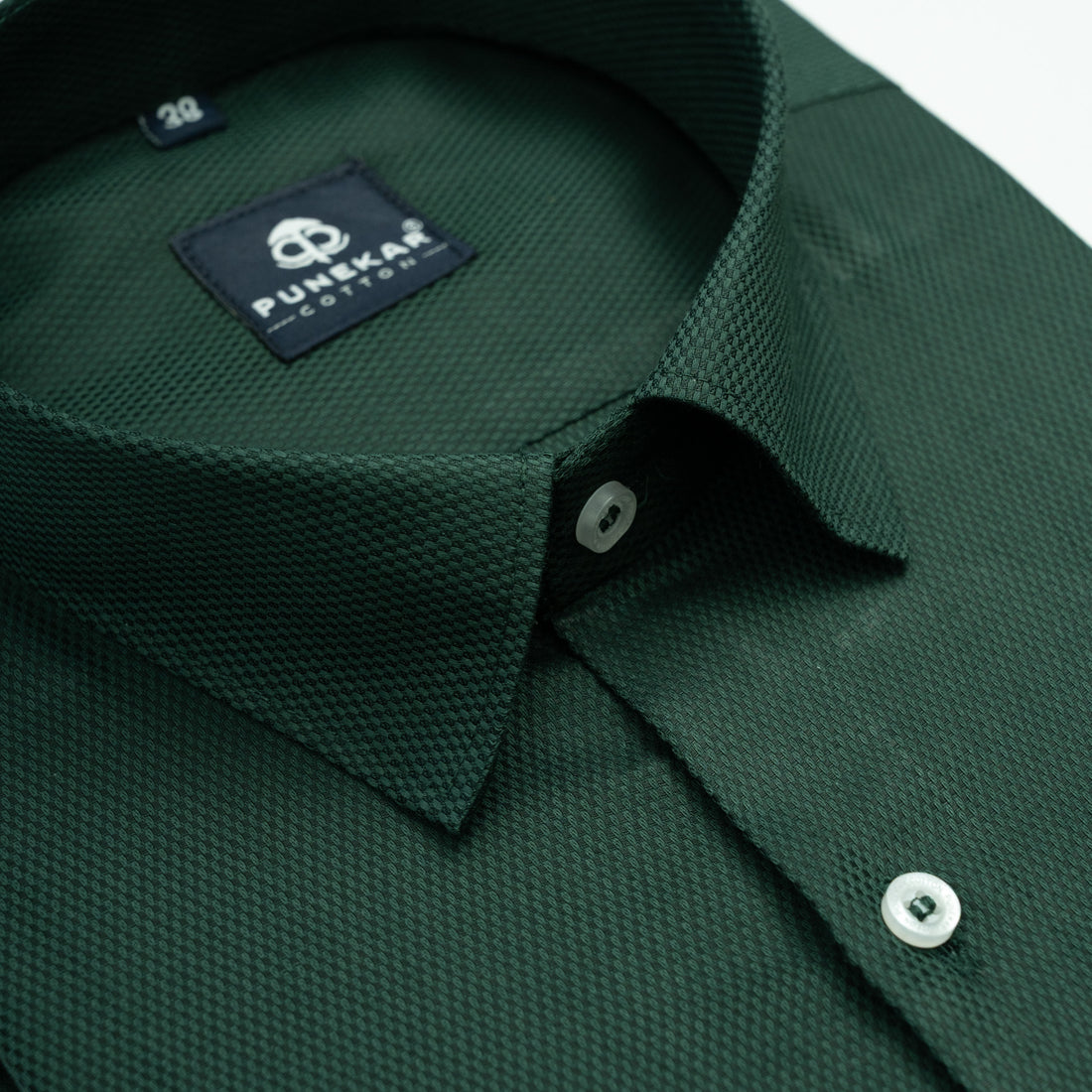 Emerald Green Softweave Cotton Tencel Textured Shirt For Men