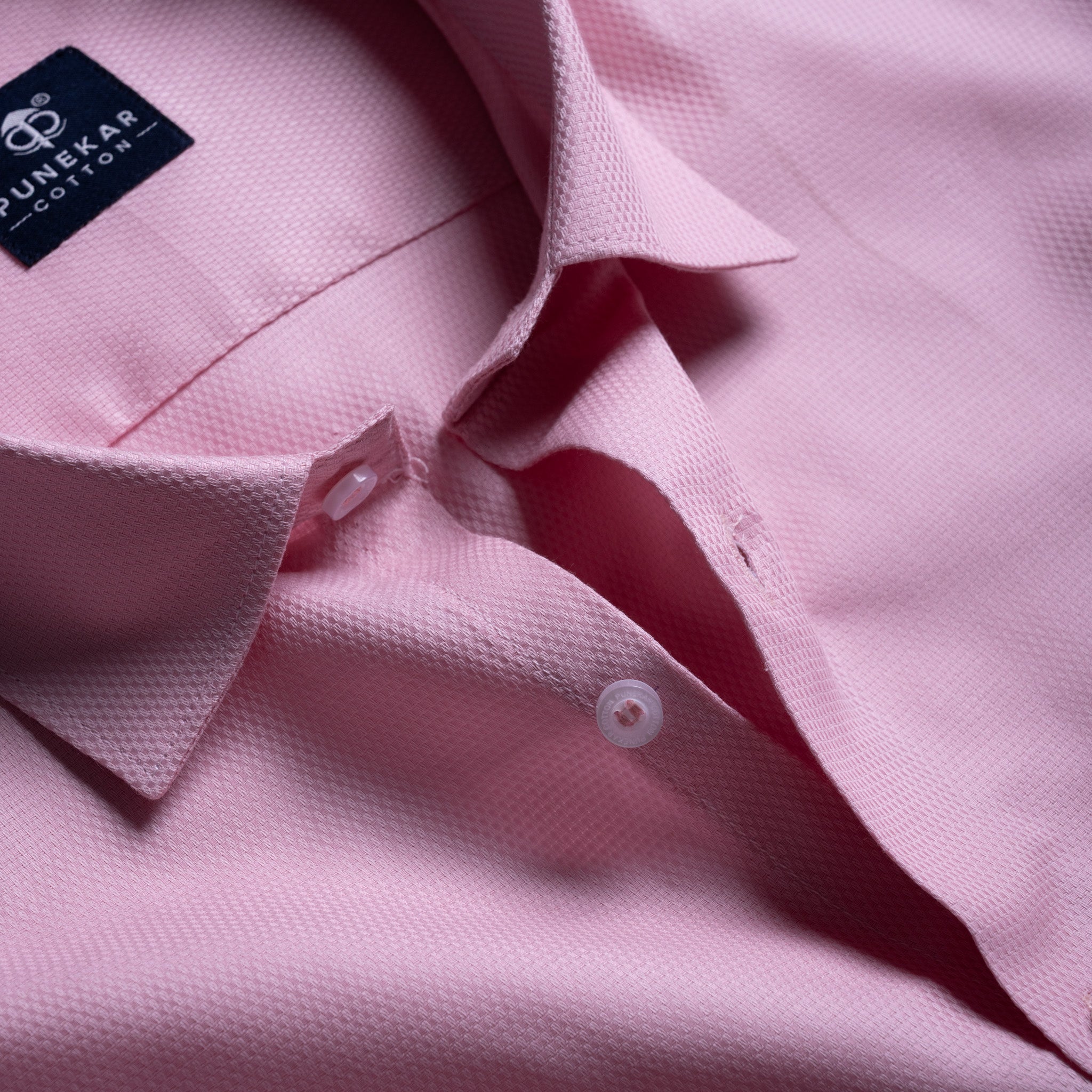 Powder Pink Softweave Cotton Tencel Textured Shirt For Men