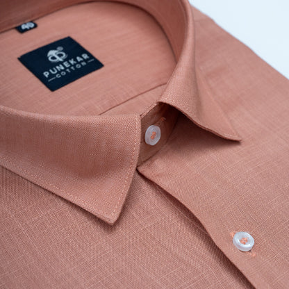 Dusty Clay Color 80s Lino Lyocell Shirt For Men