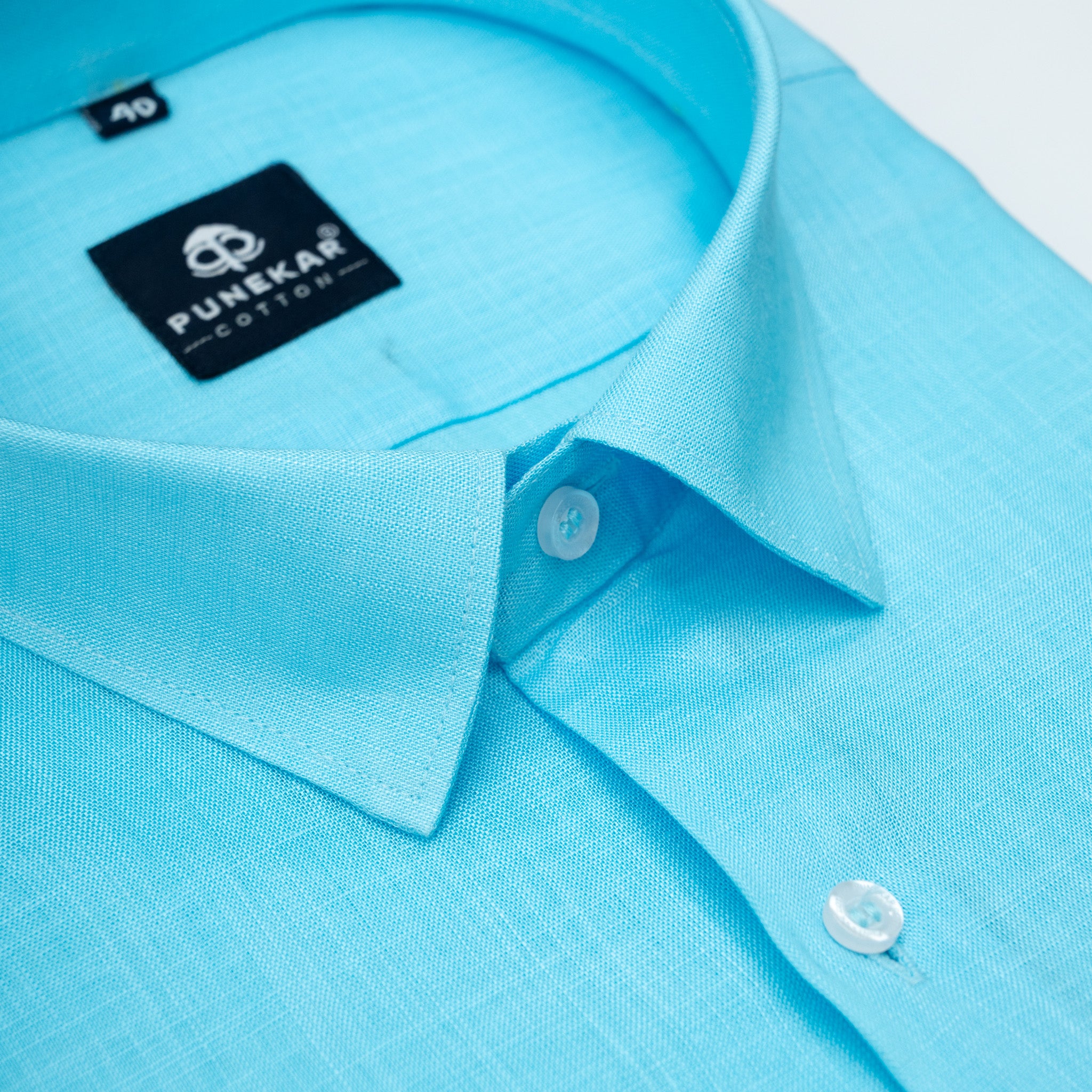 Sky Blue Color 80s Lino Lyocell Shirt For Men