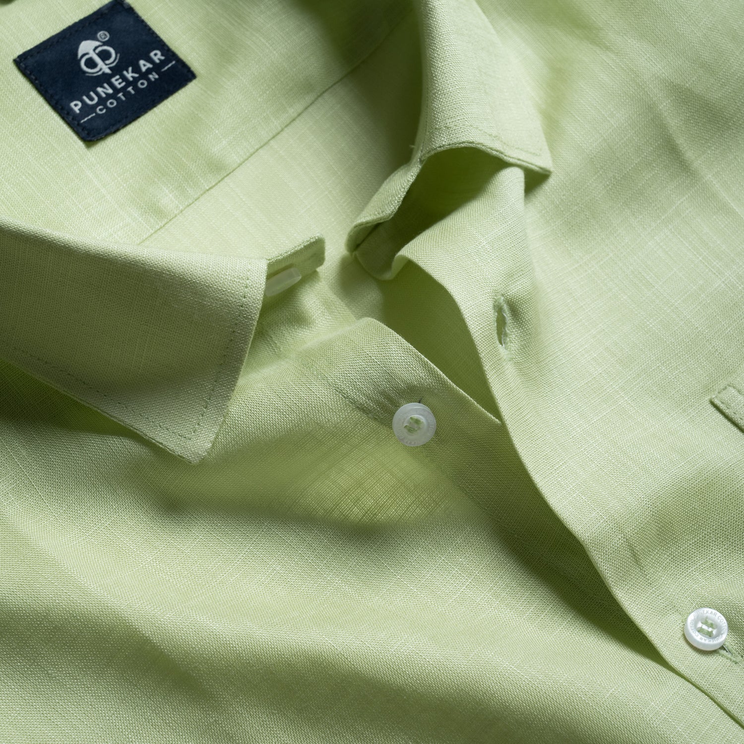 Pista Green Color 80s Lino Lyocell Shirt For Men