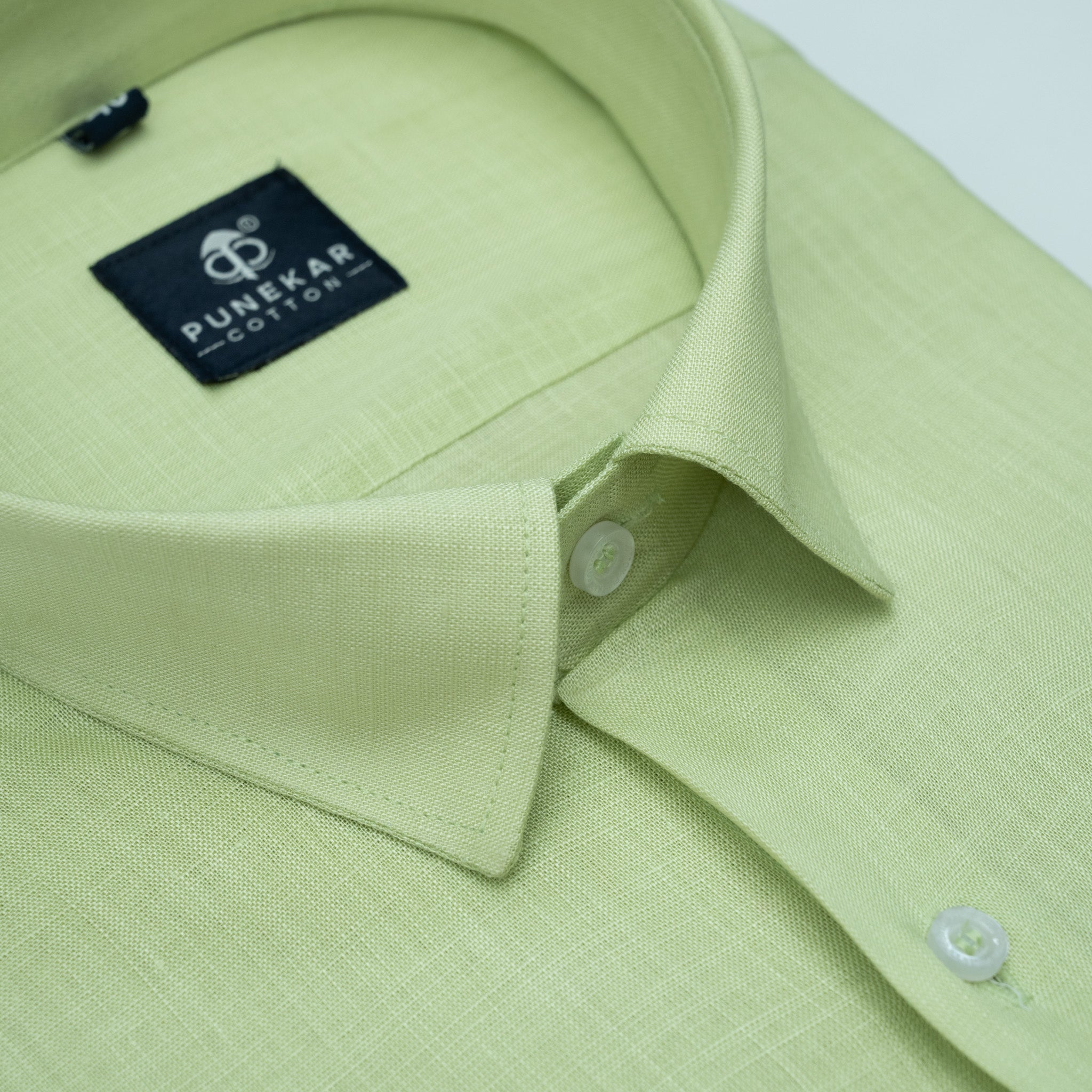 Pista Green Color 80s Lino Lyocell Shirt For Men