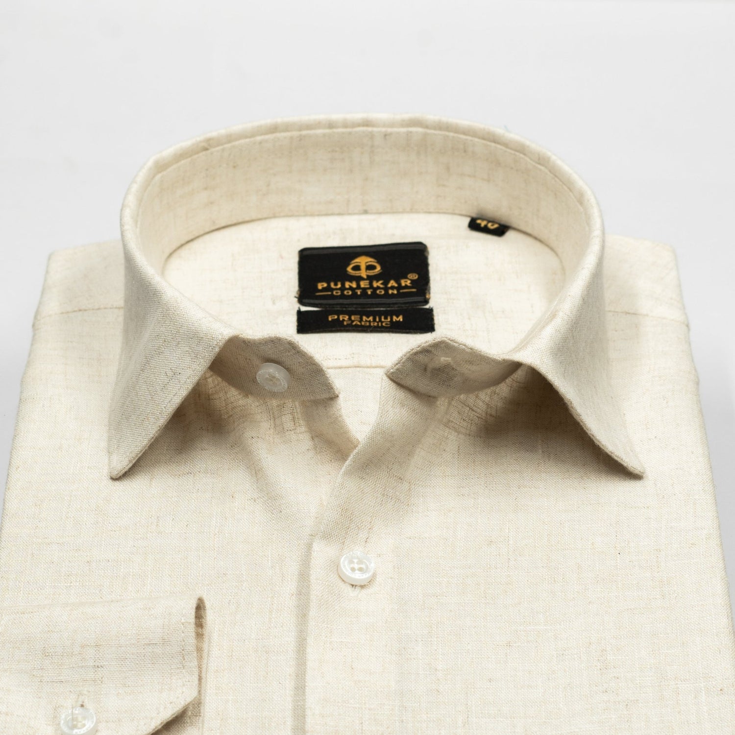 Off Cream Color Prime Linen Shirt For Men - Punekar Cotton