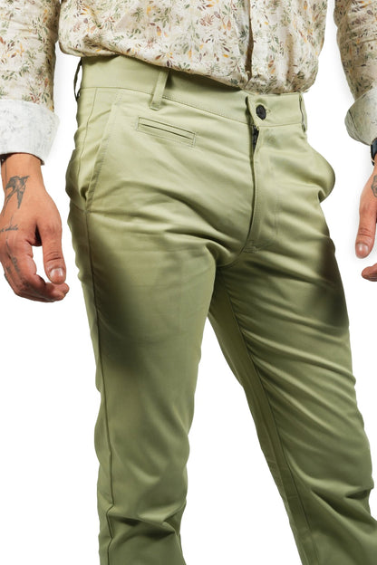 Olive Green Color Cotton Trouser Pants for Men - Punekar Cotton