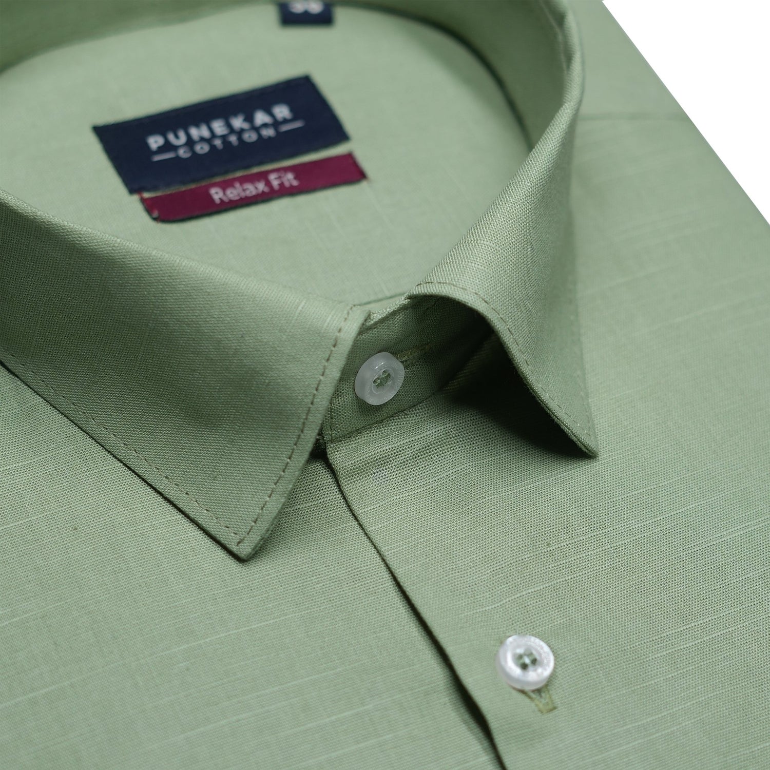 Olive Green Color Solid Pure Cotton For Men - Punekar Cotton