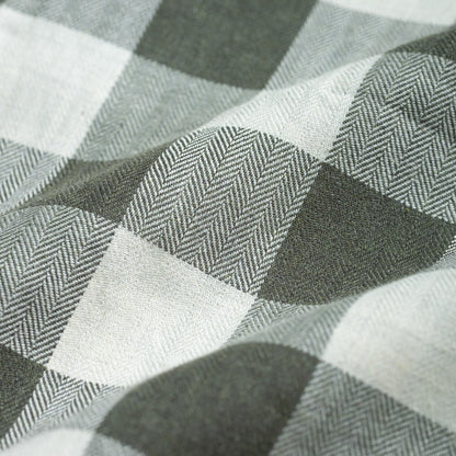 Olive Green Heritage Herringbone Checks Cotton Shirt for Men - Punekar Cotton