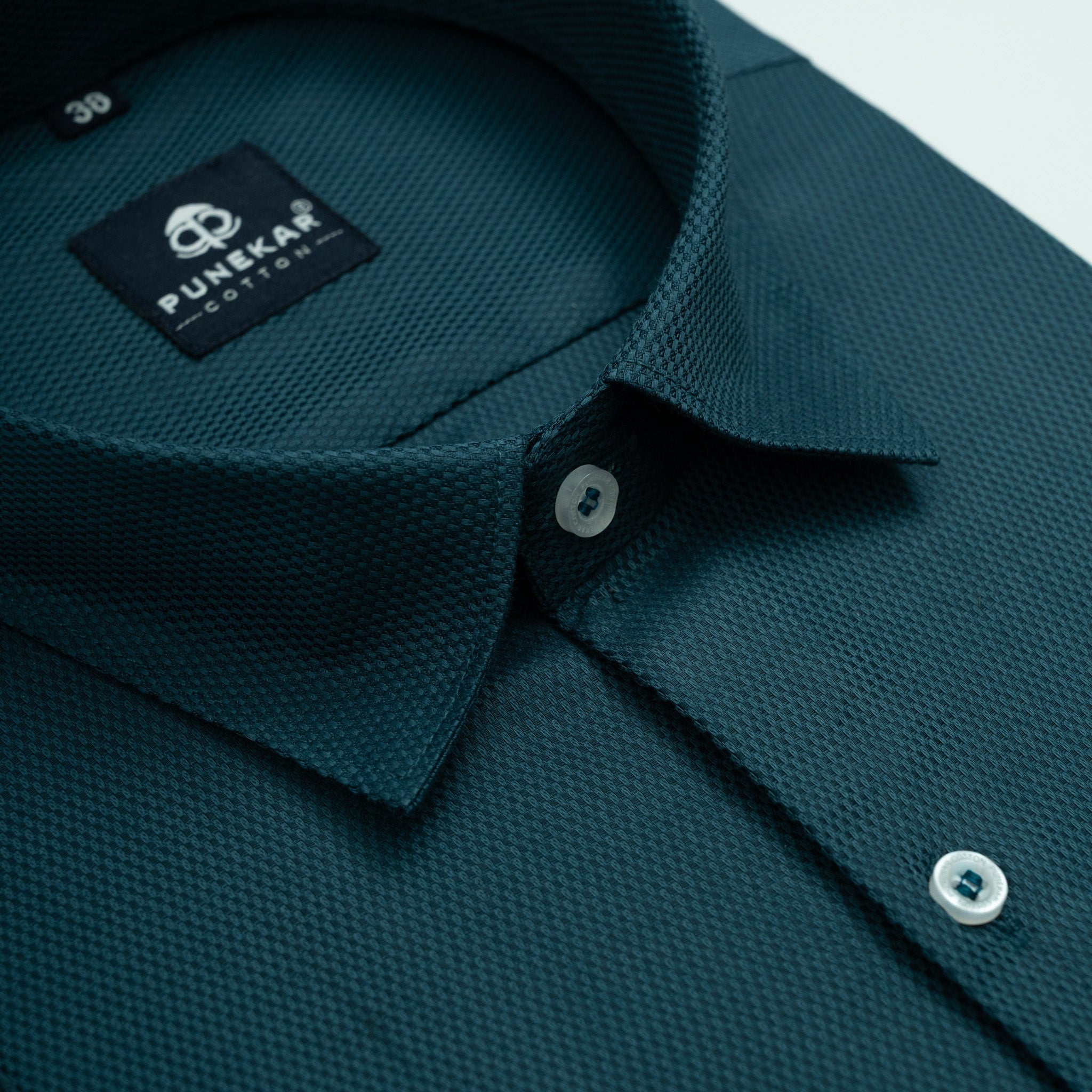 Peacock Blue Softweave Cotton Tencel Textured Shirt For Men - Punekar Cotton