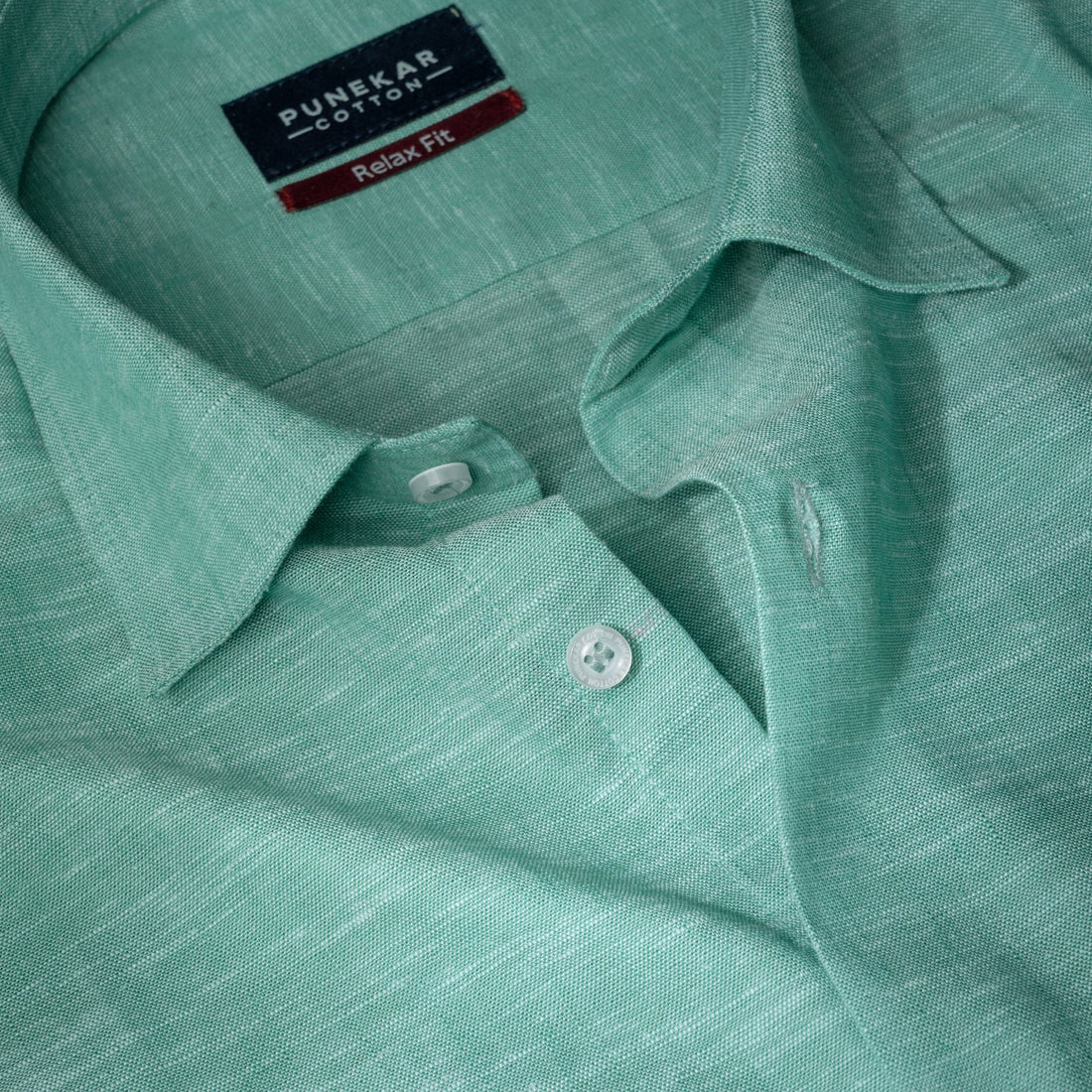 Peacock Color Classic Lyocell Linen Feel Shirt For Men - Punekar Cotton