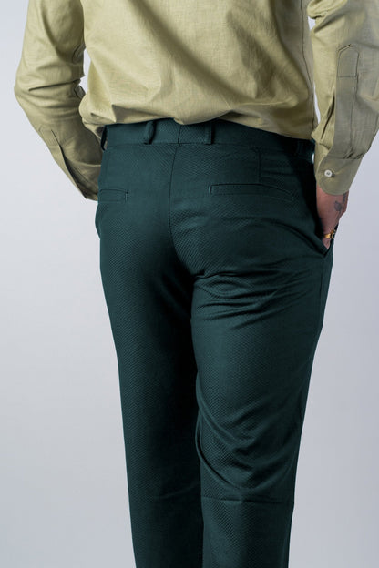 Peacock Color Formal Cotton Pant for Men - Punekar Cotton