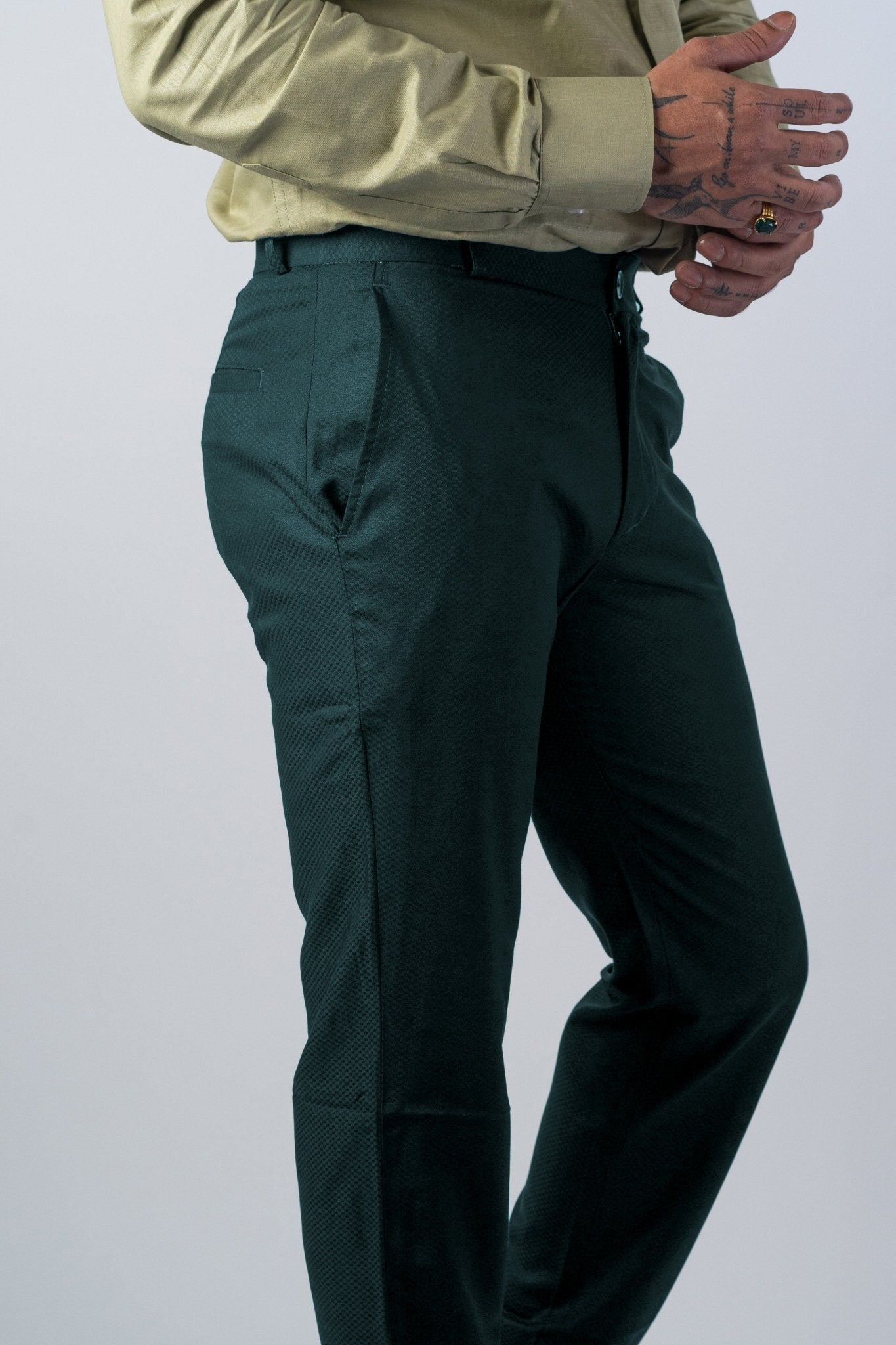 Peacock Color Formal Cotton Pant for Men - Punekar Cotton
