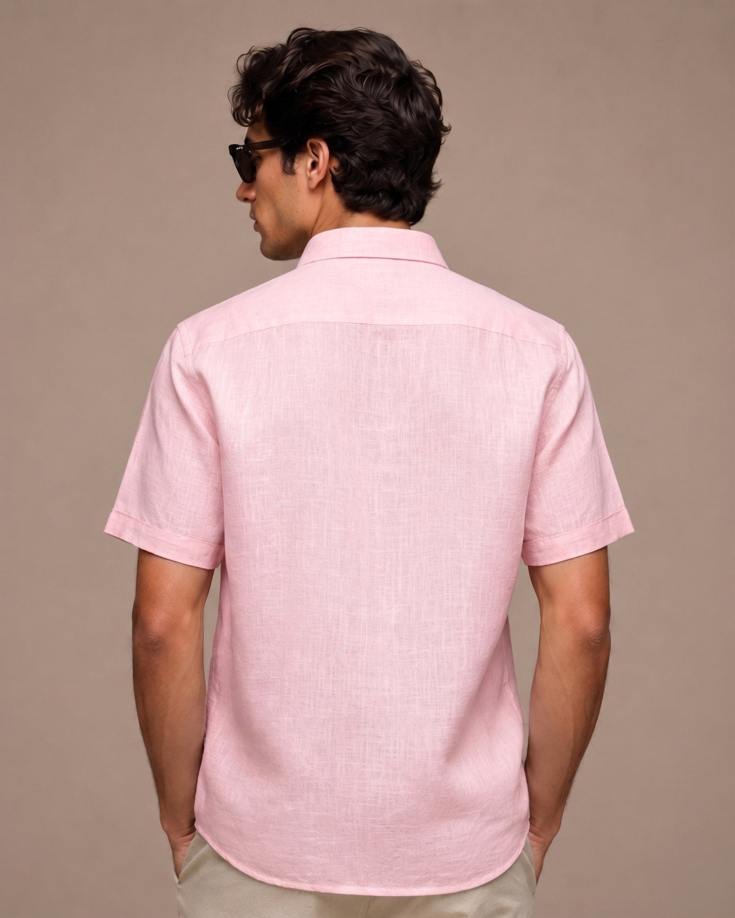 Pink Color Linen Formal Half Sleeves Shirts For Men - Punekar Cotton