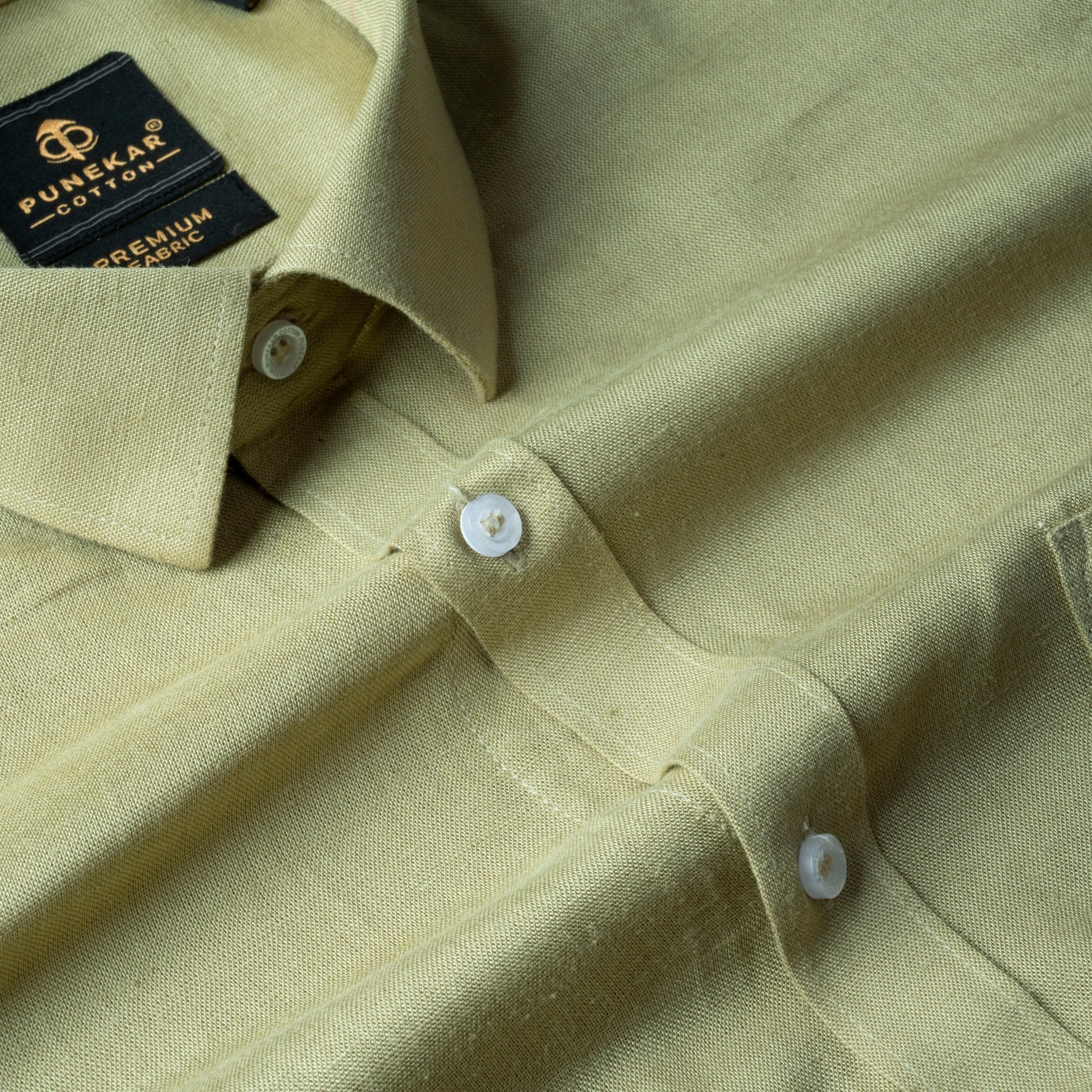 Pista Green Color Prime Linen Shirt For Men - Punekar Cotton