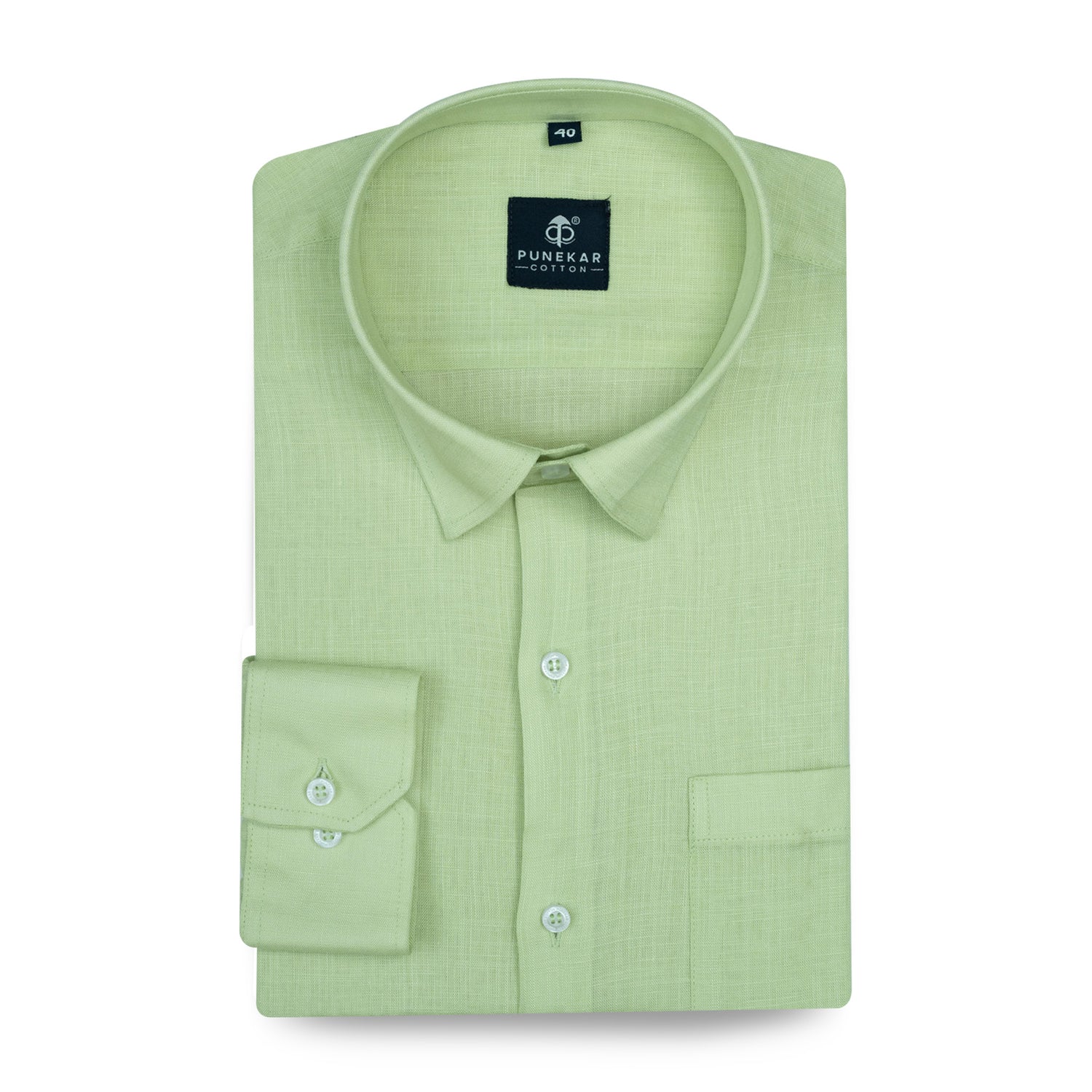 Pista Green Color 80s Lino Lyocell Shirt For Men